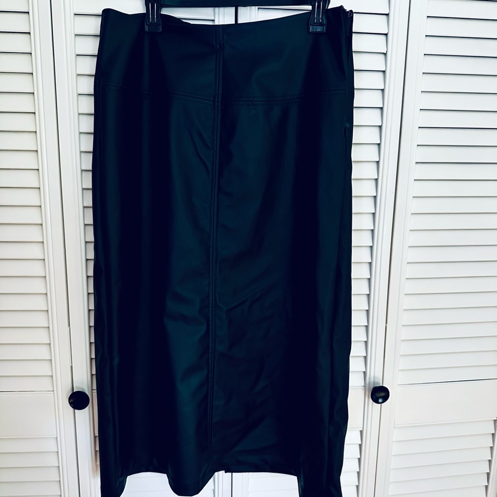 A New Day Black Faux Leather Maxi Pencil Skirt for Work